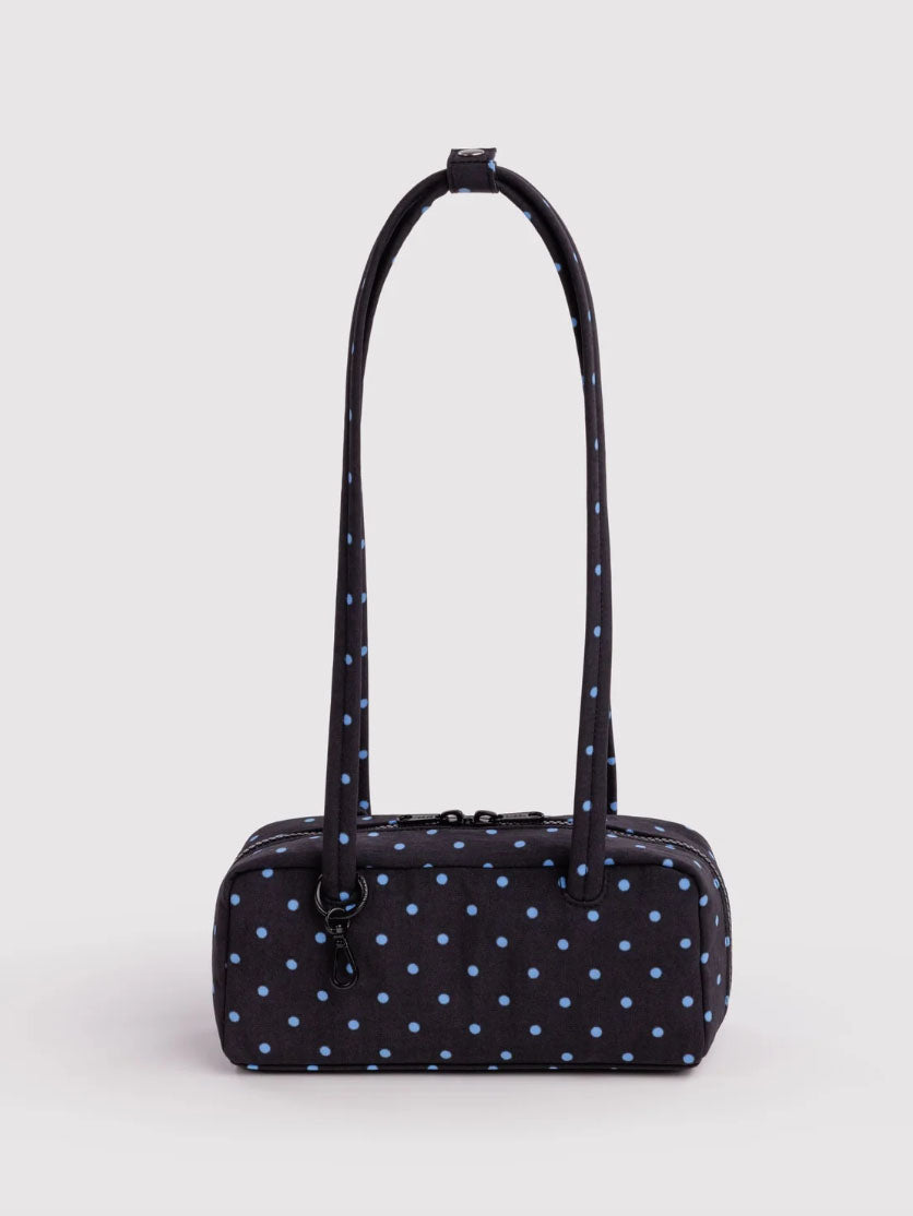 Black and Sky Blue Micro Dot Small Nylon Bowler Bag