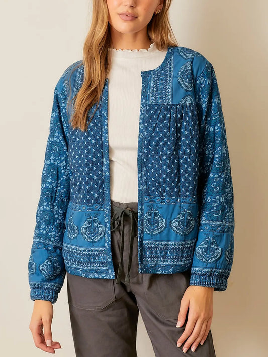 Blue Jolene Pattern Padded Jacket