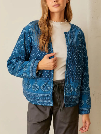 Blue Jolene Pattern Padded Jacket