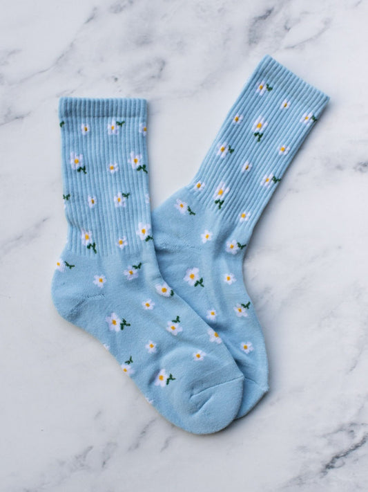 Blue Little Flower Socks