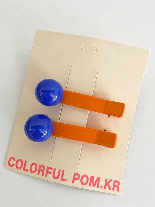 Blue Orange Bead Snap Hair Clip