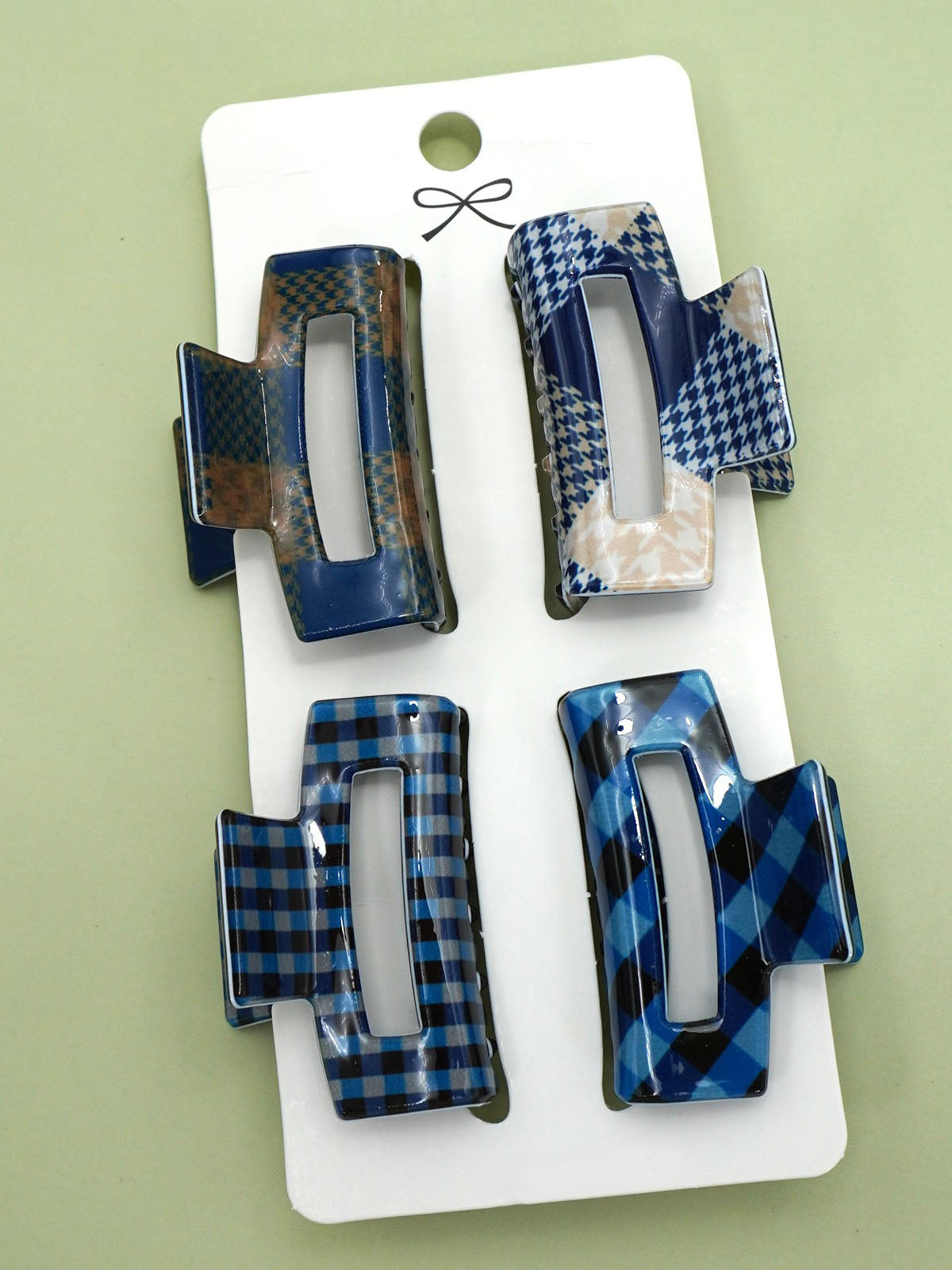 Blue Pattern Hair Claw Clip Set