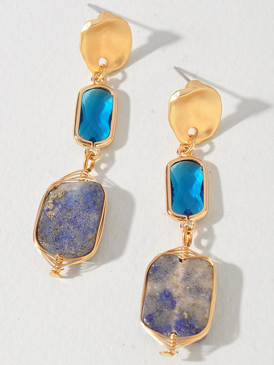 Blue Stone Drop Earrings