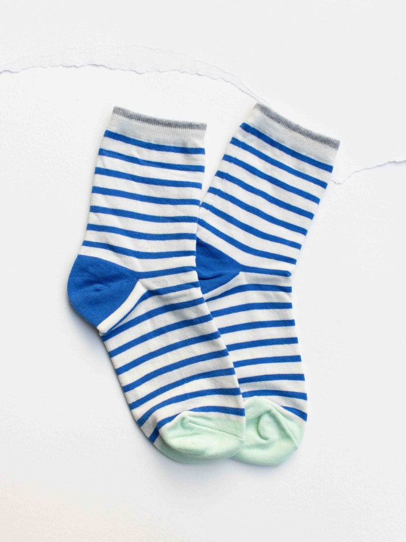 Blue Stripe Cotton Socks