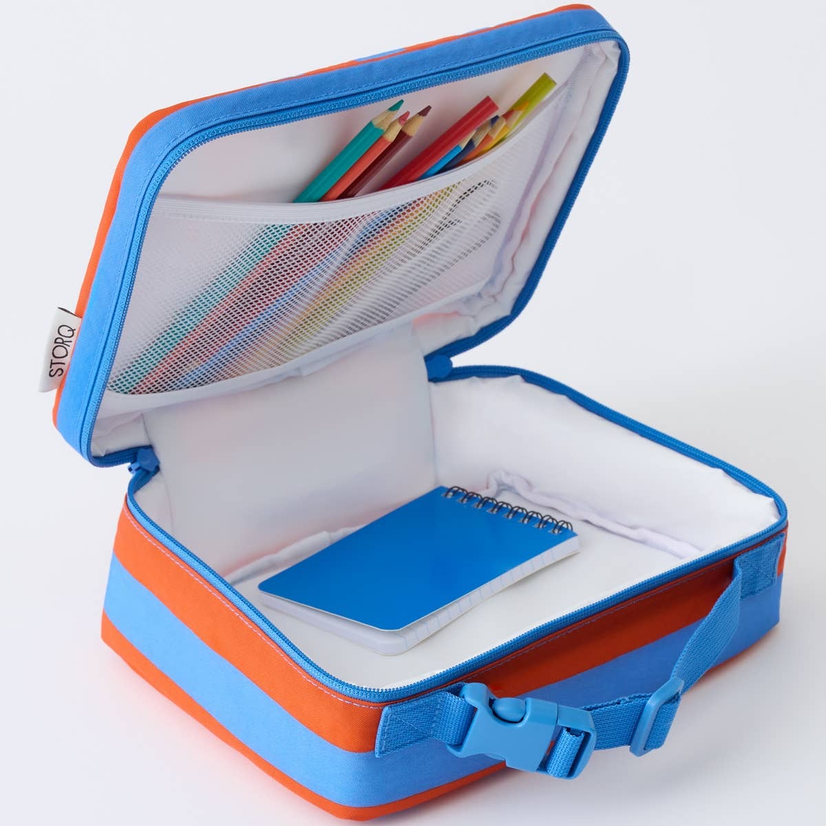 Blue and Rust Stripe Cool Kid Lunch Box