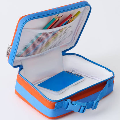 Blue and Rust Stripe Cool Kid Lunch Box