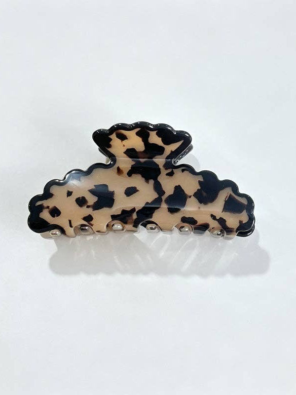 Brown Marble Leaf Claw Clip