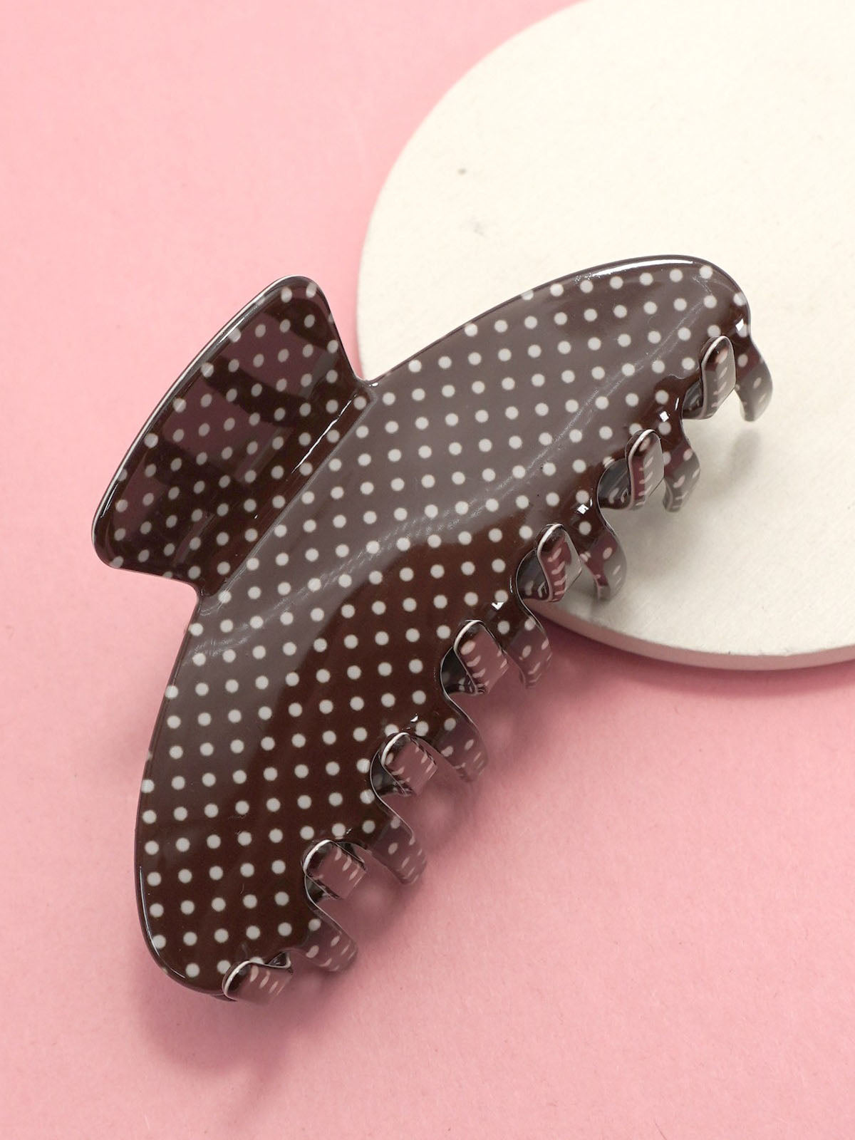 Brown Polka Dot Claw Clip