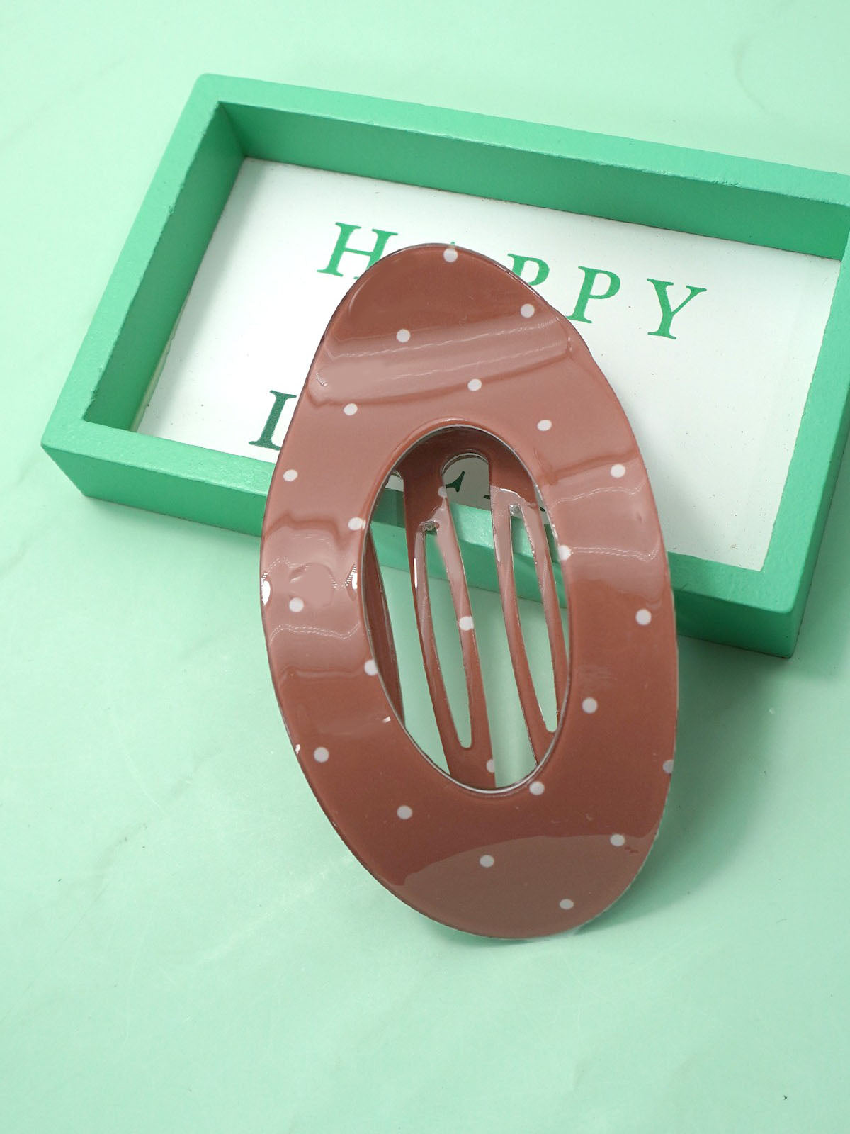 Brown Polka Dot Flat Hair Claw Clip