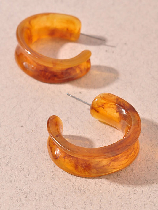 Caramel Resin Hoop Earrings