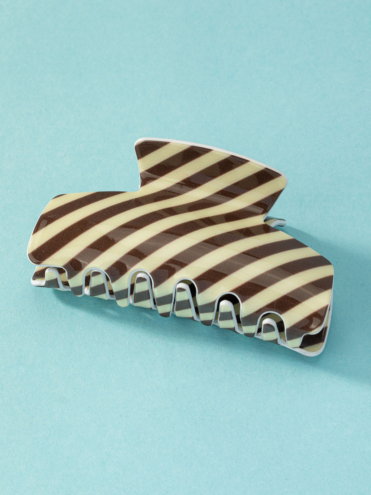 Brown and Cream Diagonal Stripe Claw Clip