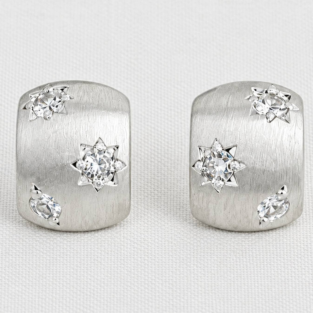 Brushed Silver Geometric Earrings