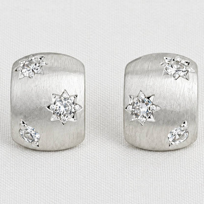 Brushed Silver Geometric Earrings