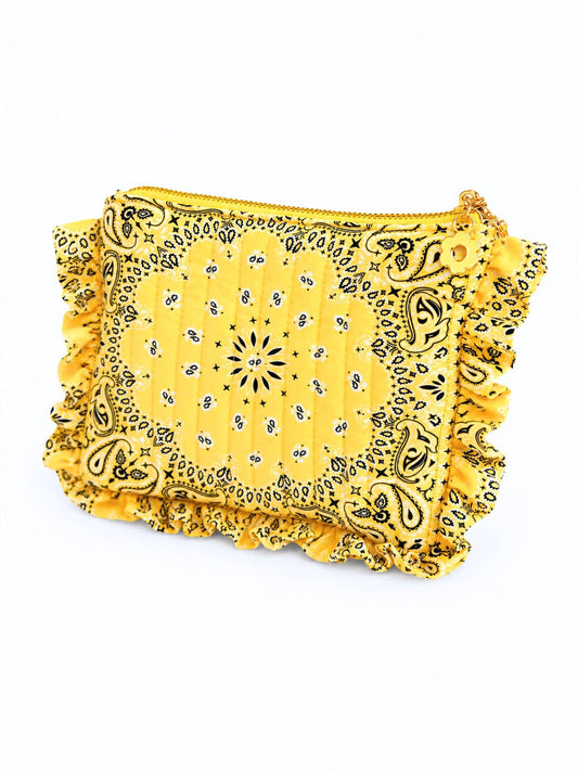 Butter Yellow Bandana Ruffle Pouch