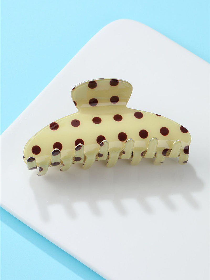 Butter Yellow Polka Dot Claw Clip