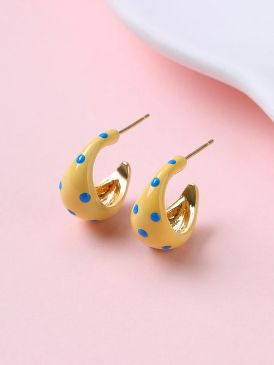 Butter Yellow Polka Dot Earrings