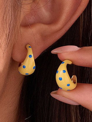 Butter Yellow Polka Dot Earrings