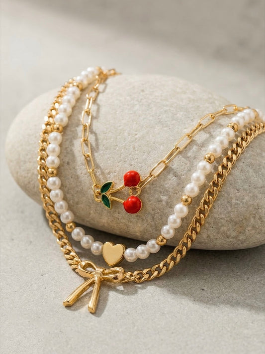 Cherry Bow Bracelet