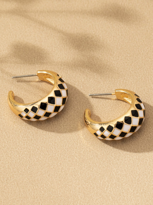 Checkered Black Enamel Hoops