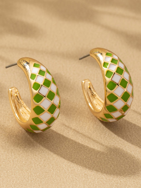 Checkered Green Enamel Hoops