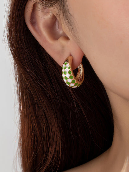 Checkered Green Enamel Hoops