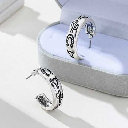 Cowgirl Silver Hoop Earrings