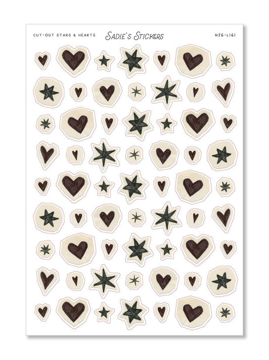 Cut-Out Stars and Hearts Scraps and Snipping Sticker Sheet