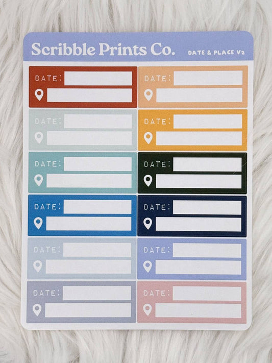 Date and Place V2 Sticker Sheet