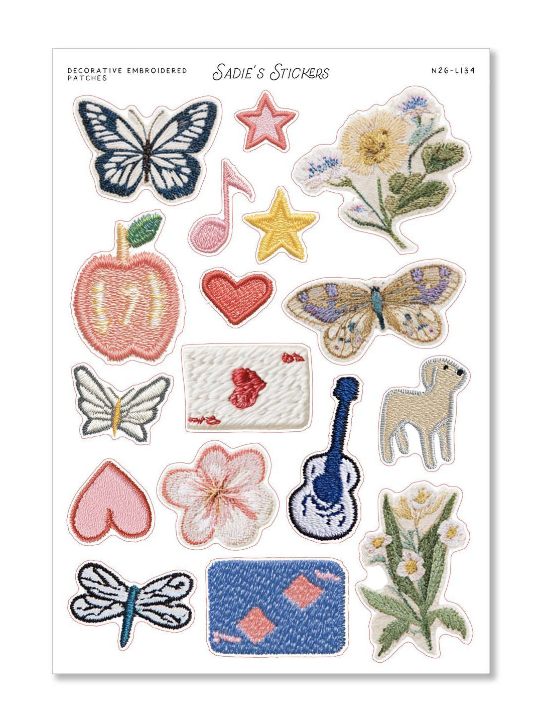 Decorative Embroidered Patches Trinkets Sticker Sheet