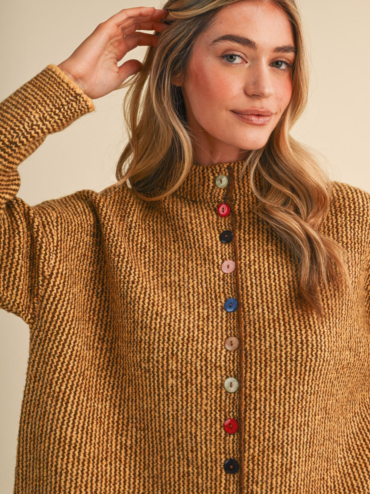 Della Colorful Button Cardigan