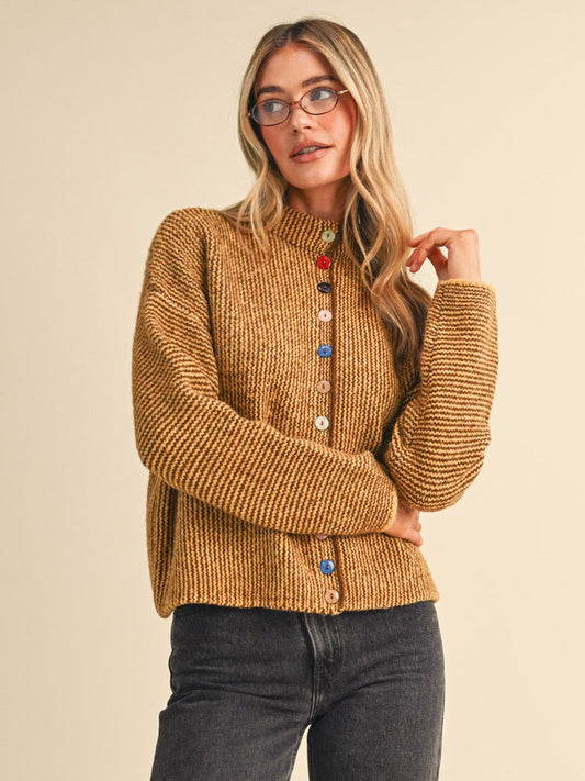 Della Colorful Button Cardigan
