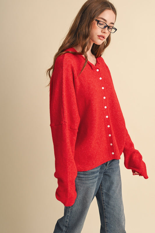 Devon Red Oversized Cardigan
