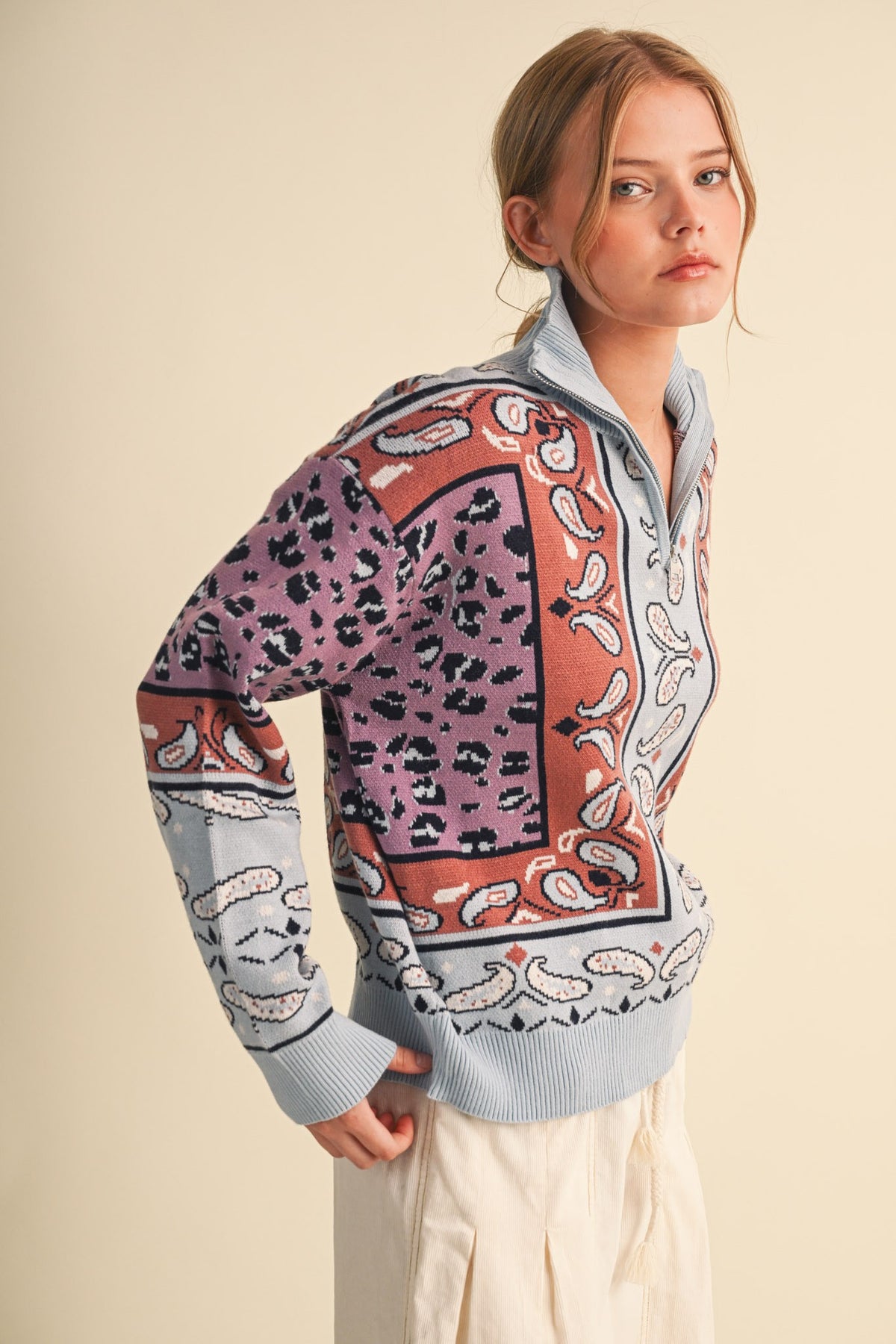 Emma Paisley Half Zip