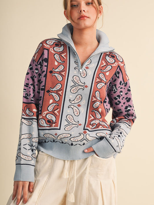 Emma Paisley Half Zip
