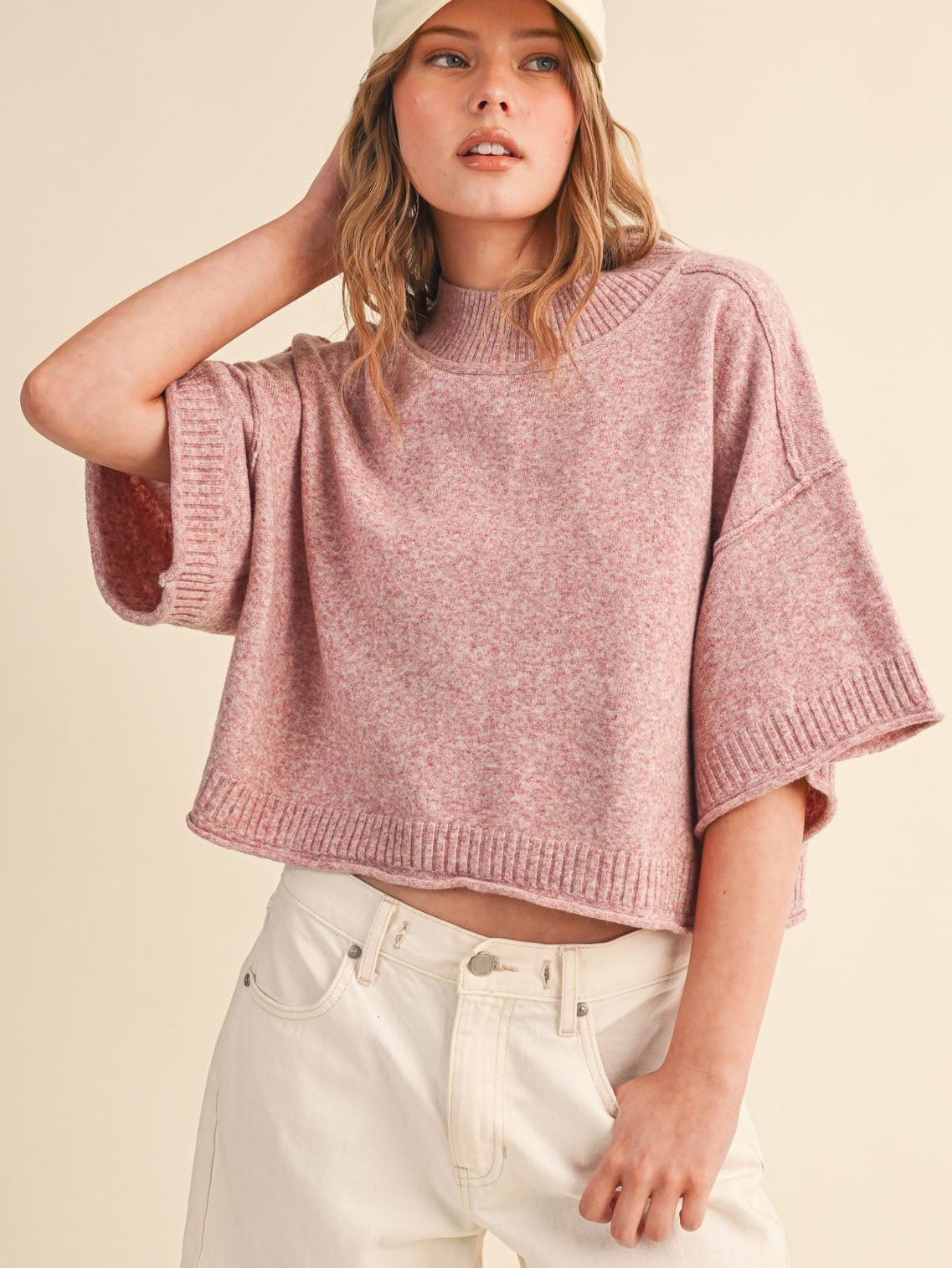 Erica Mauve Mock Neck Sweater