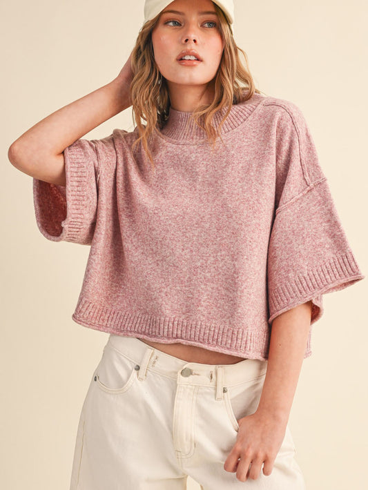 Erica Mauve Mock Neck Sweater