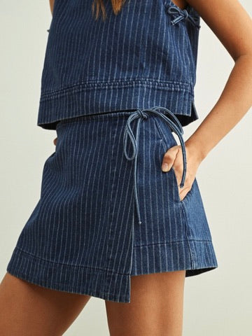 Dylan Pinstripe Utility Skort