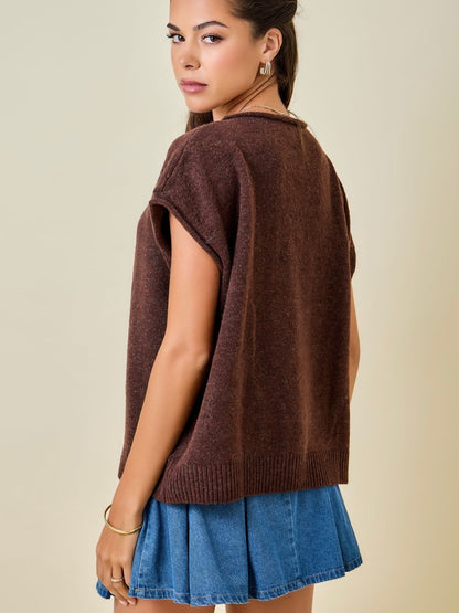 Spiced Rolled-Edge Knit Top