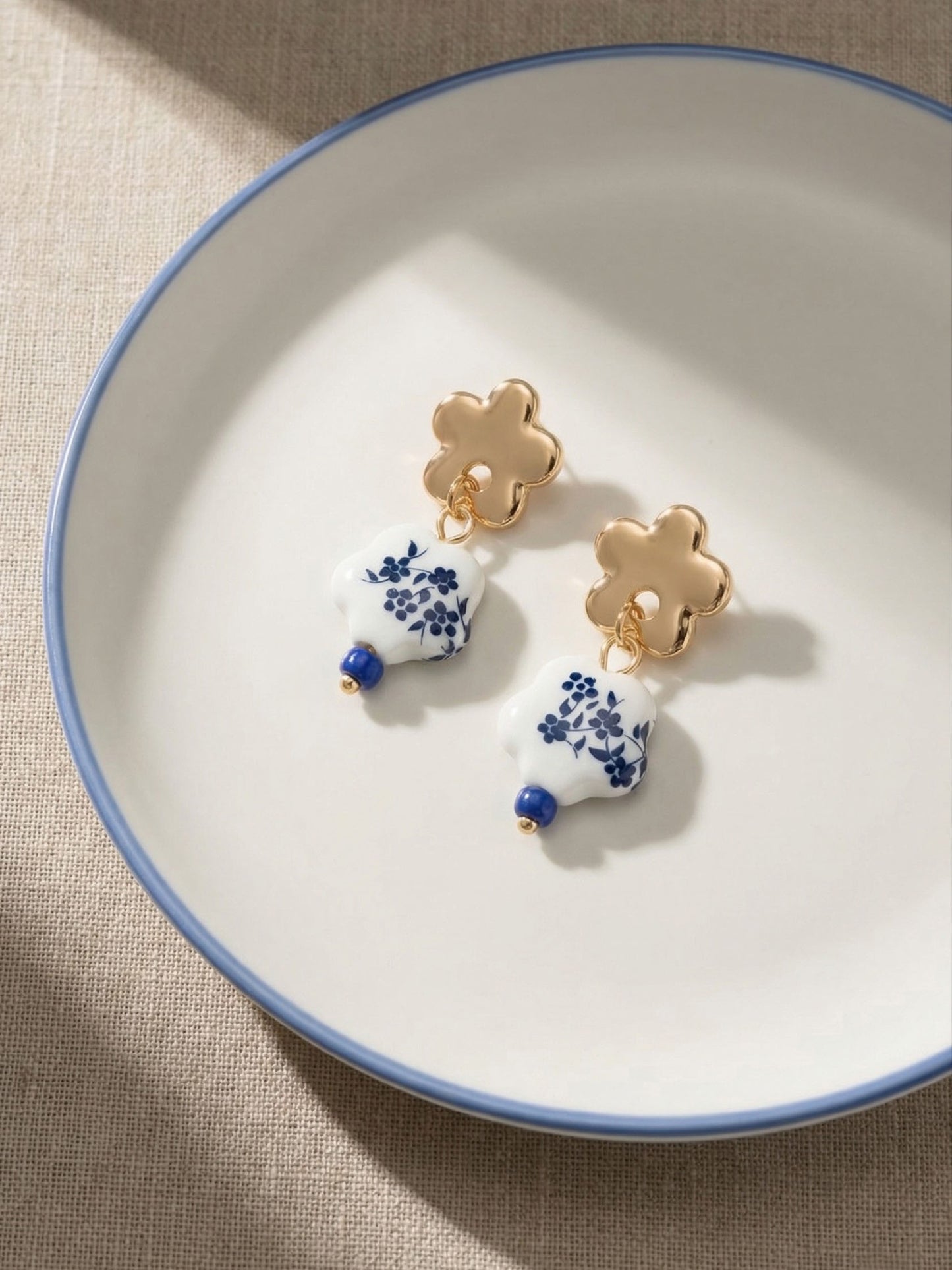Floral Porcelain Drop Earrings