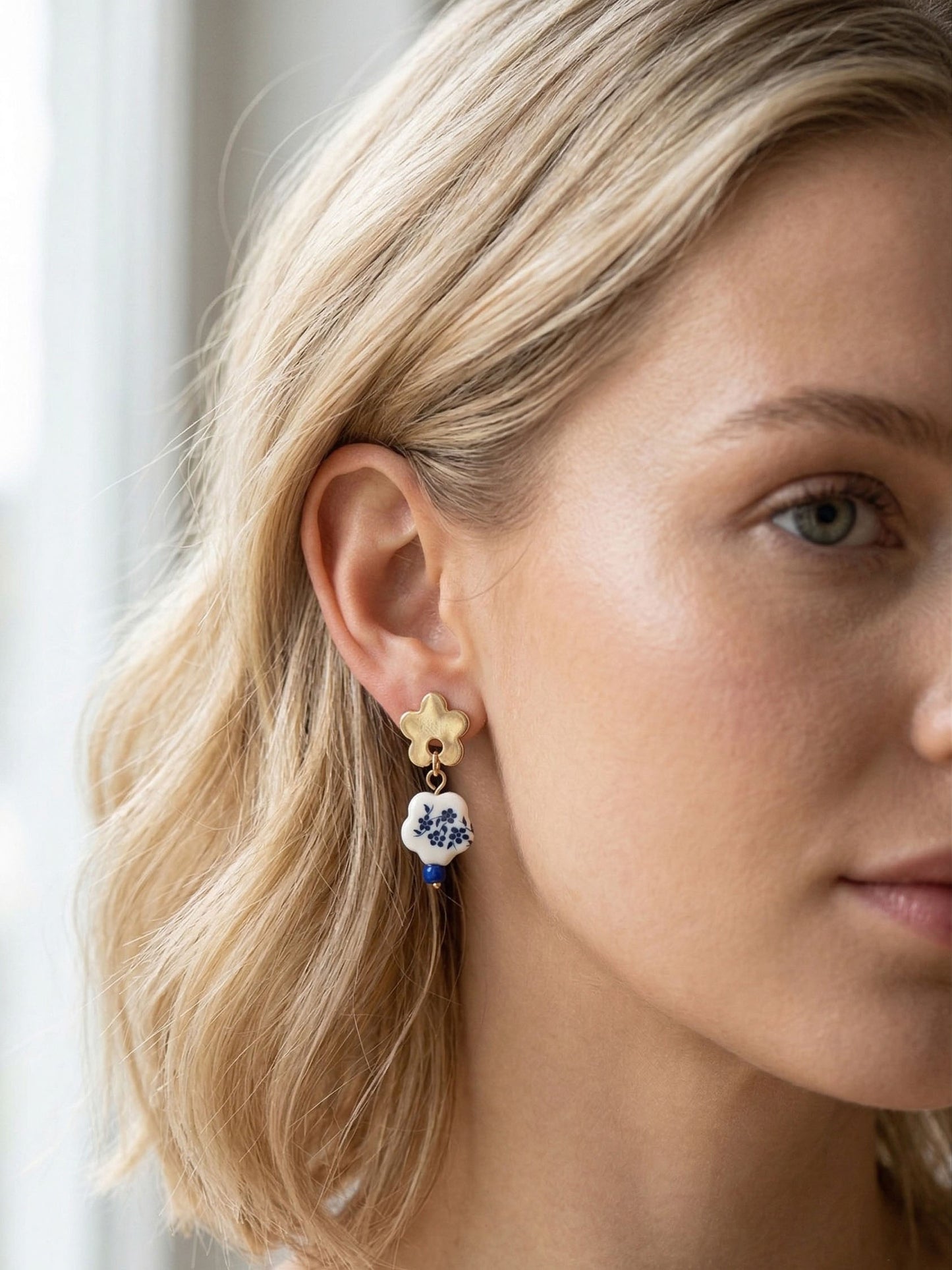 Floral Porcelain Drop Earrings
