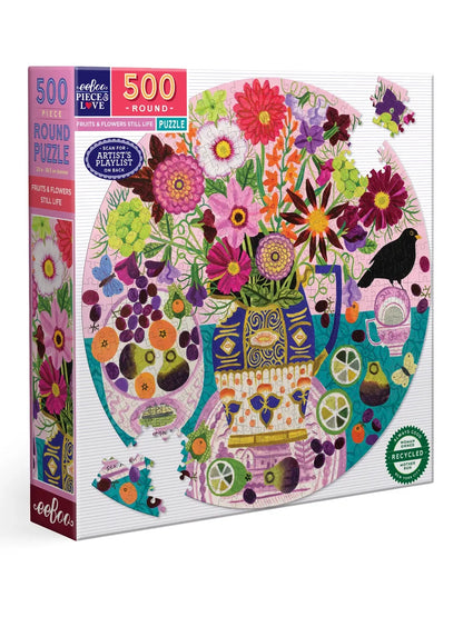 Fruits and Flowers Still Life Round Puzzle