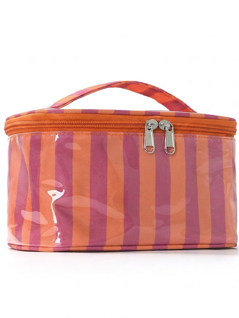 Striped Vinyl Makeup Bag