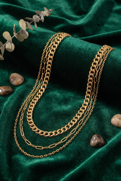 Gold 3 Layer Chain Necklace