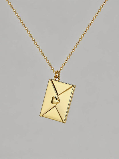 Gold Love You Envelope Locket Necklace