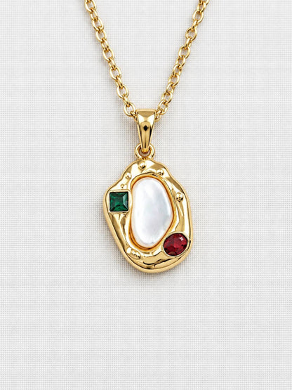 Gold Plated Shell Butterfly Necklace