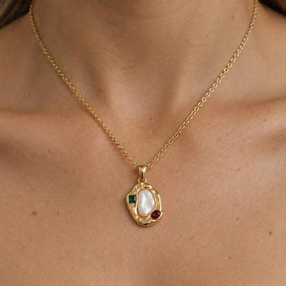 Gold Plated Shell Butterfly Necklace