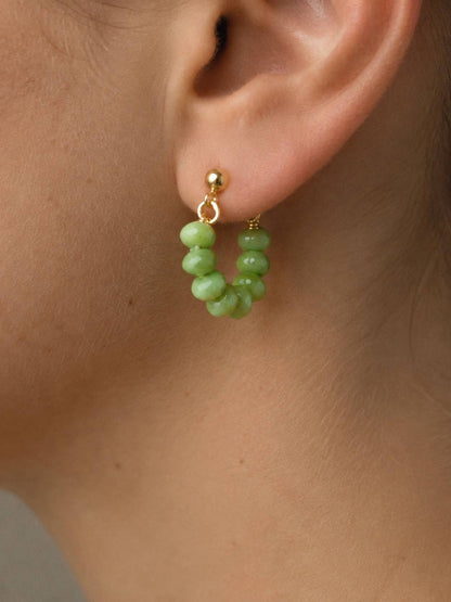 Green Bead Drop Earrings