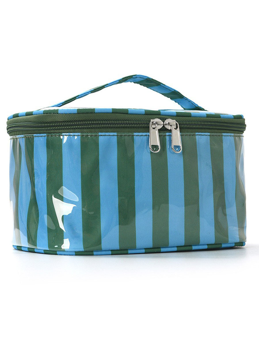 Striped Vinyl Makeup Bag