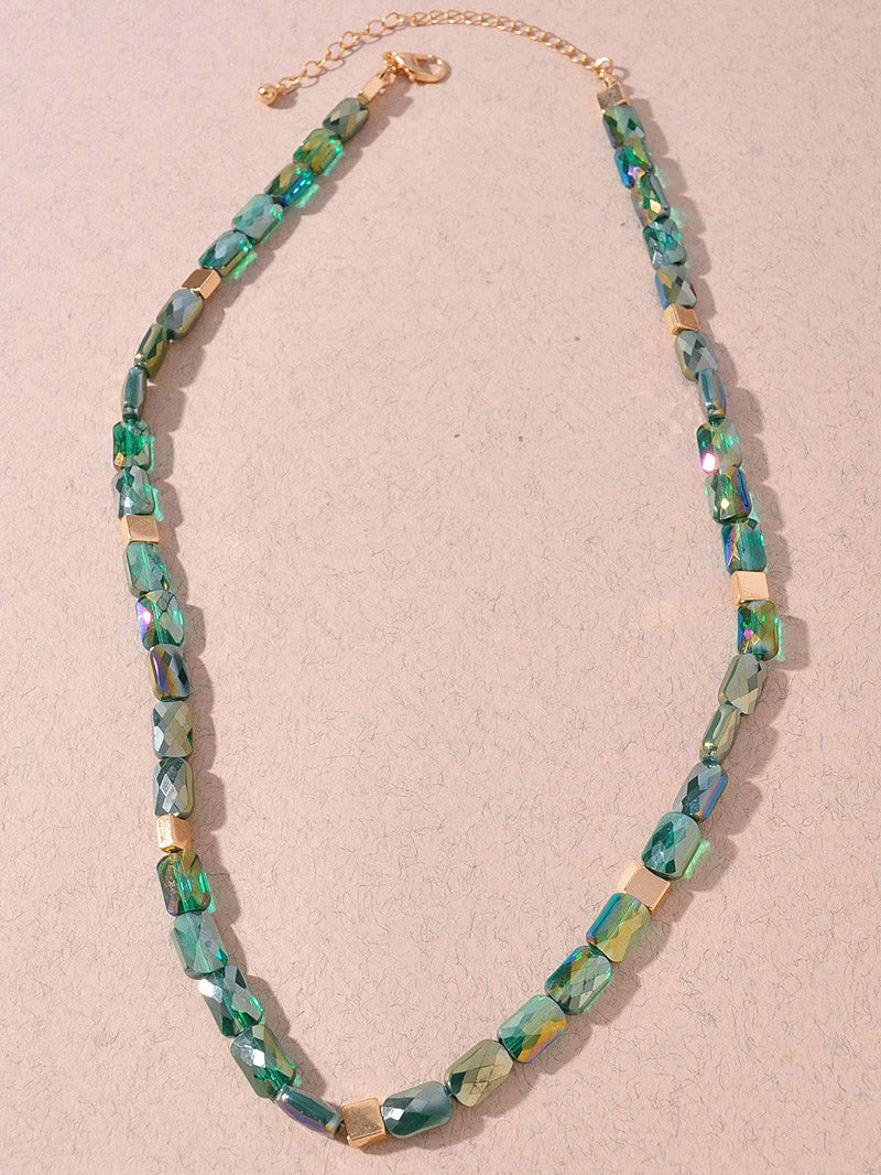 Green Glass Beaded Necklace