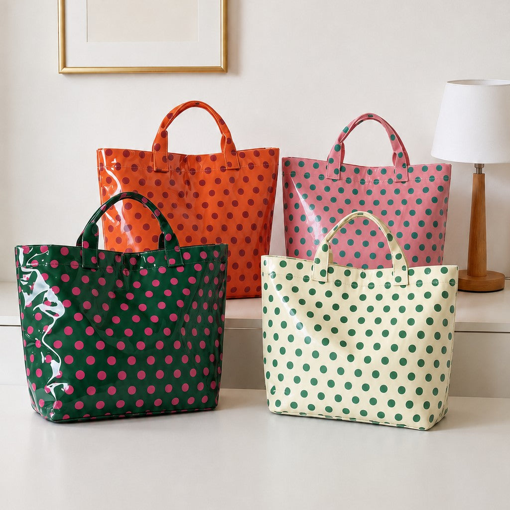 Large Polka Dot Vinyl Tote